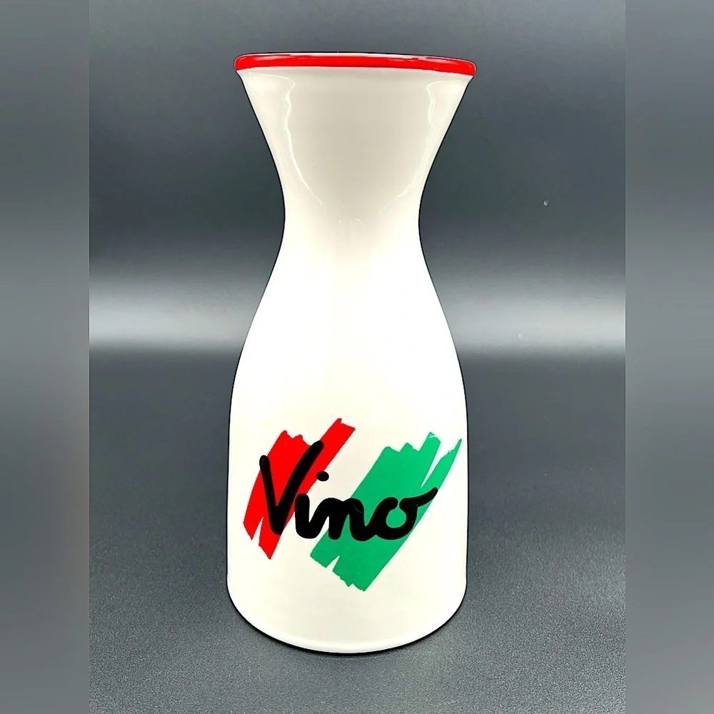Vintage “Vino” Wine Decanter Carafe Vase Italian Flag Design Baldelli 1990s